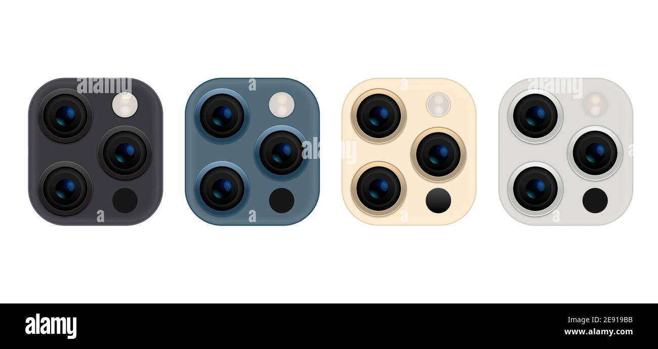 Camera phone lens mobile 3d vector icon. Smart phone camera lense back concept Stock Vector
