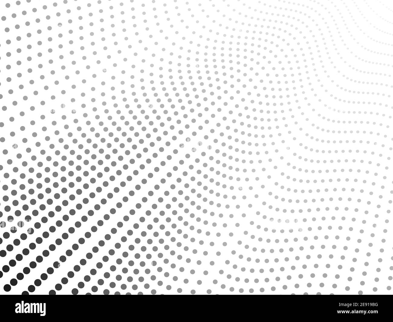 Black, gray dotted lines, white background. Wavy spotted curves. Monochrome diagonal op art design. Vector airy wave. Abstract halftone pattern. EPS10 Stock Vector