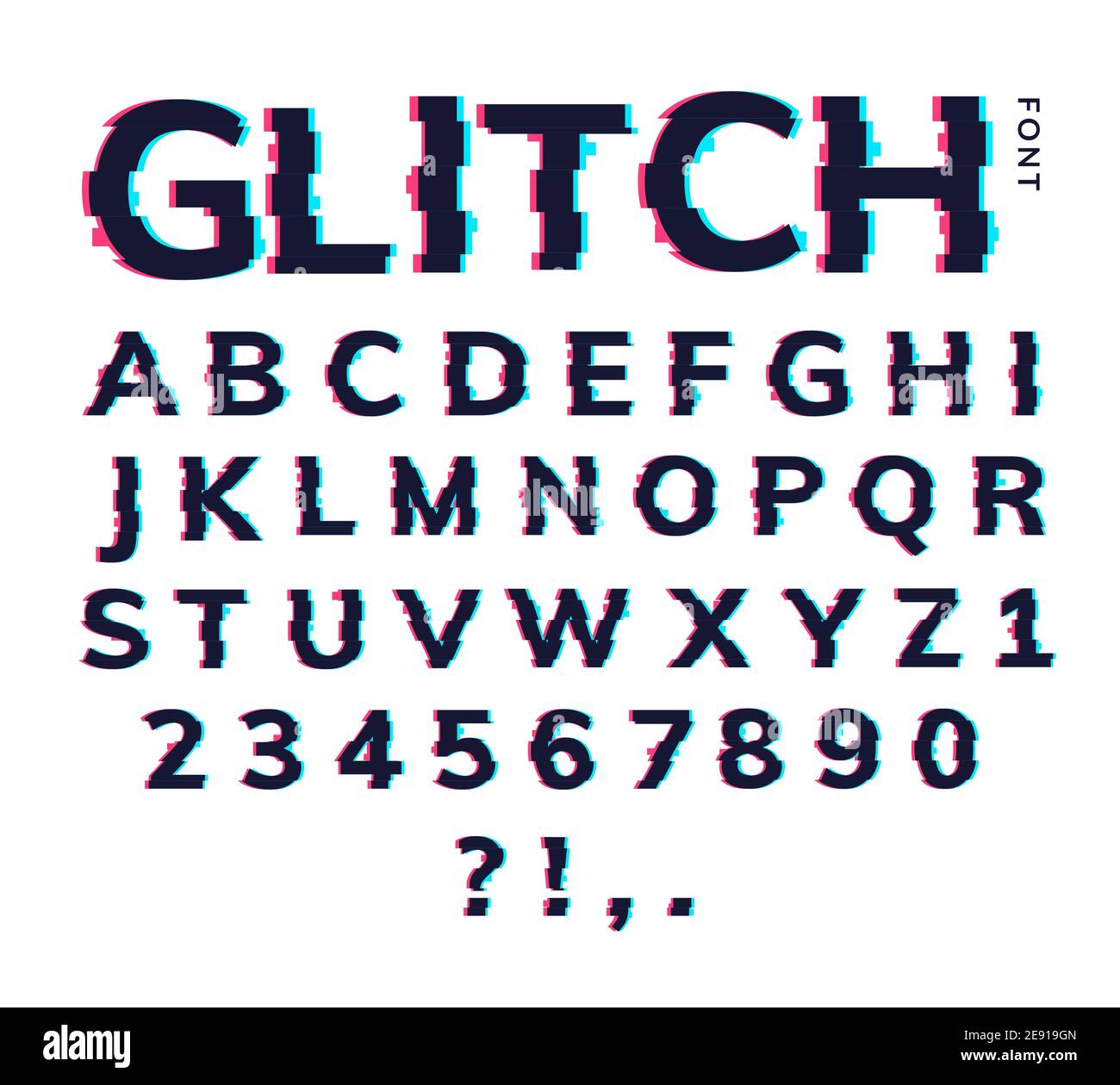 Glitch font letter game digital pattern. Glitch alphabet hipster font cool  typography vhs effect Stock Vector Image & Art - Alamy