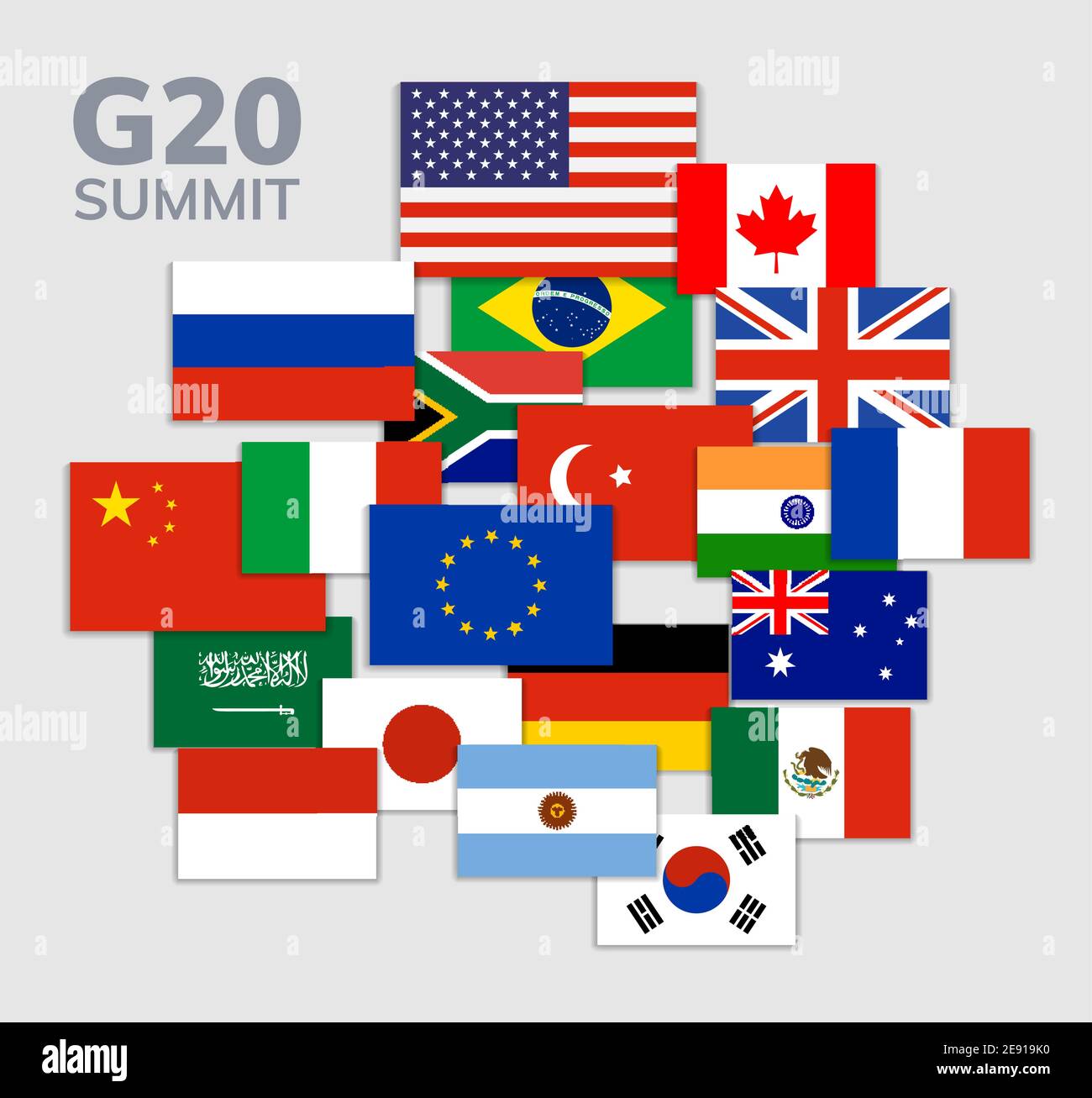 Vector G20 country flag Mexico, USA, Canada. G20 flag set icon Stock ...