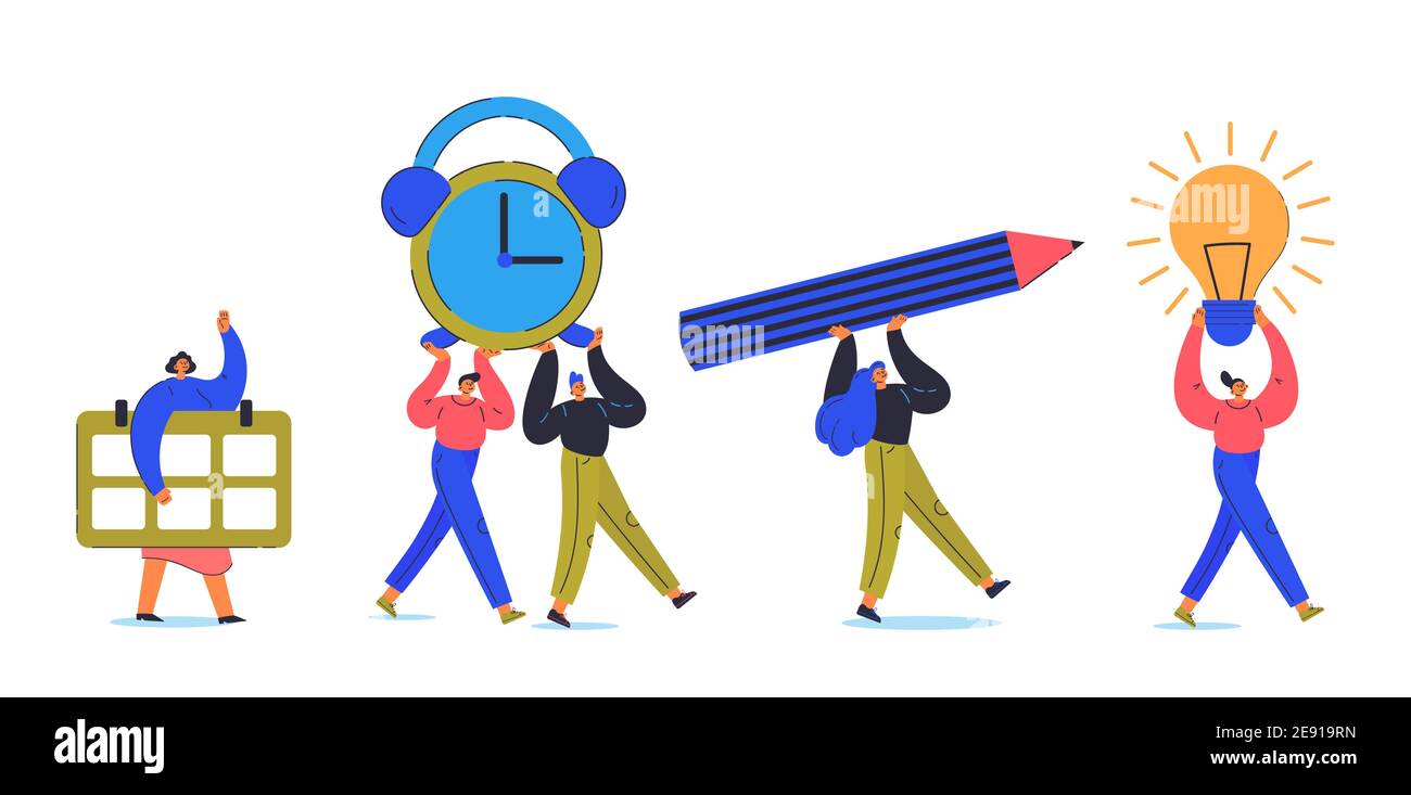 Time management concept. Office worker. Stock Vector