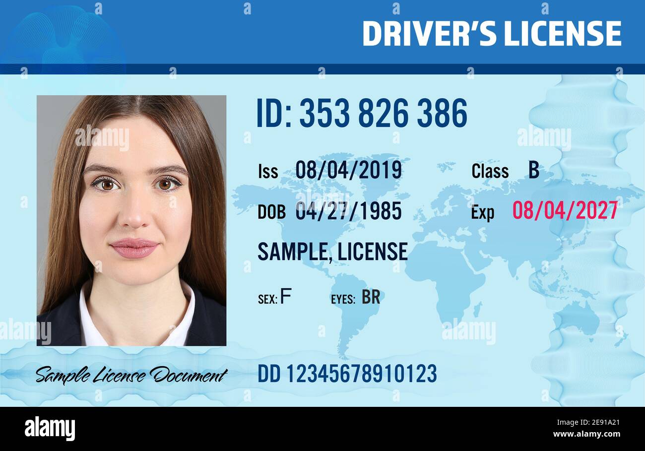 Sample of modern driver's license, front view Stock Photo
