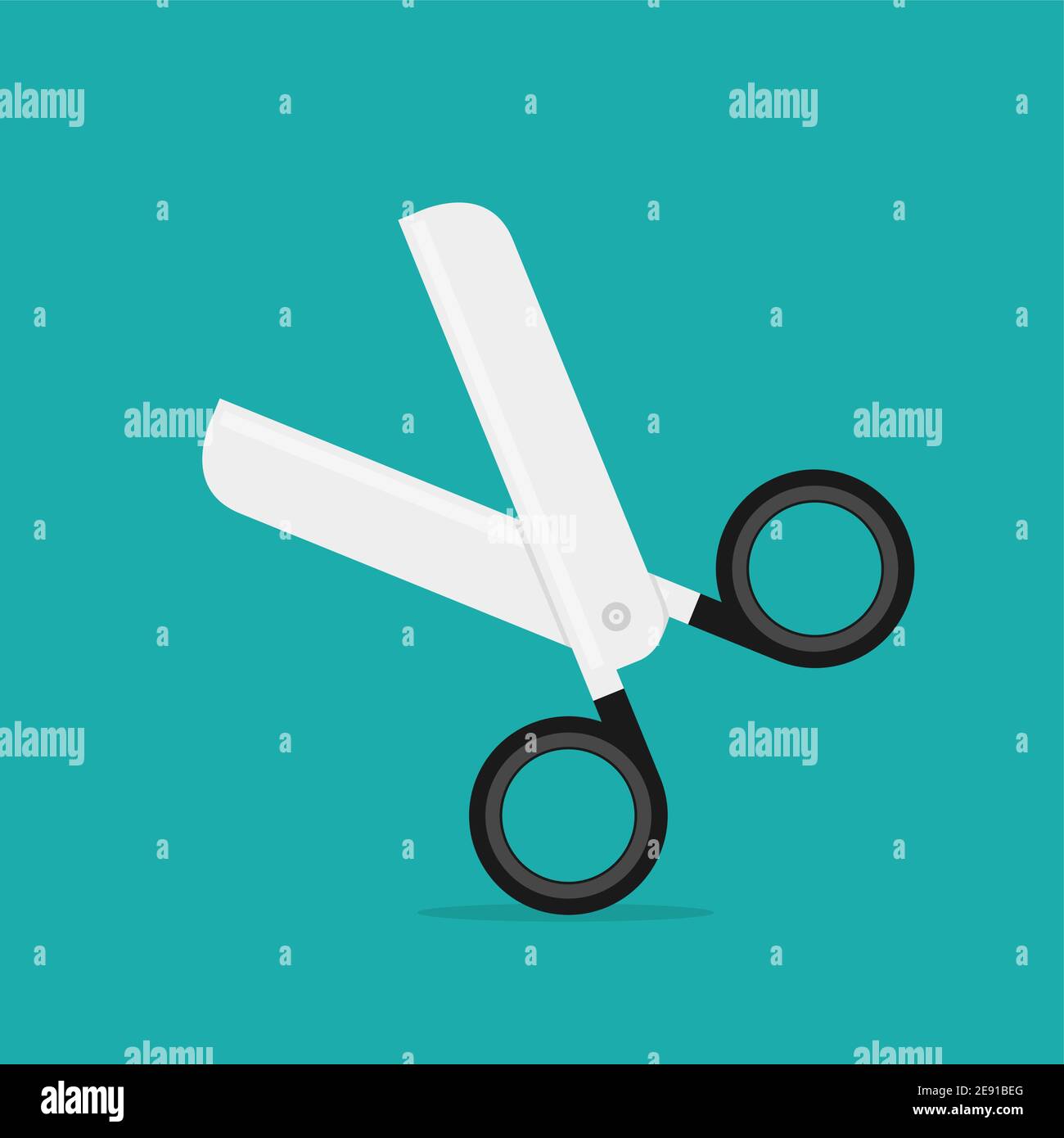 Flat vector scissor icon illustration. Open cut scissors icon design