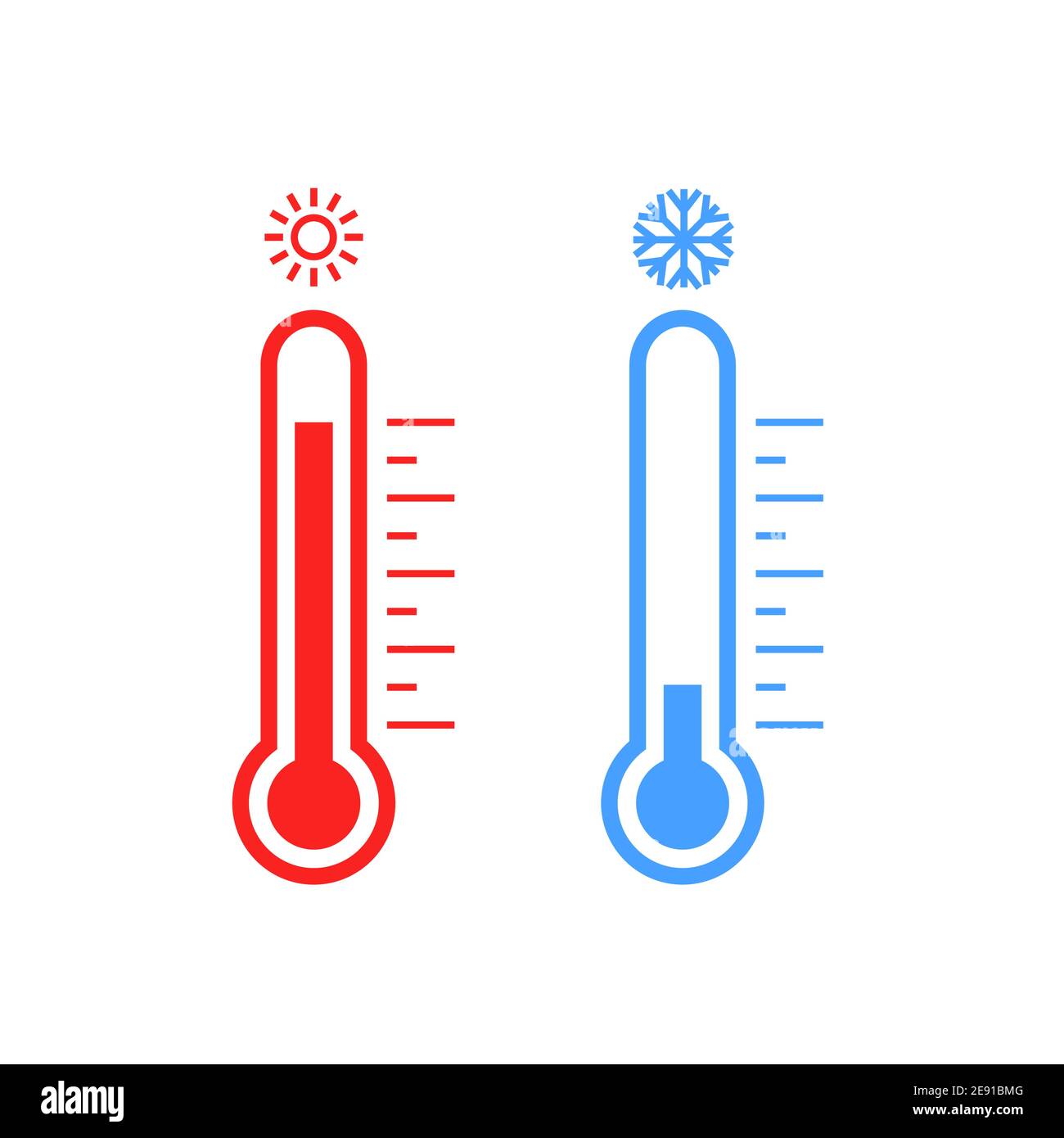 Thermometer cold and hot icon. Freeze temperature vector weather warm cool indicator Stock Vector