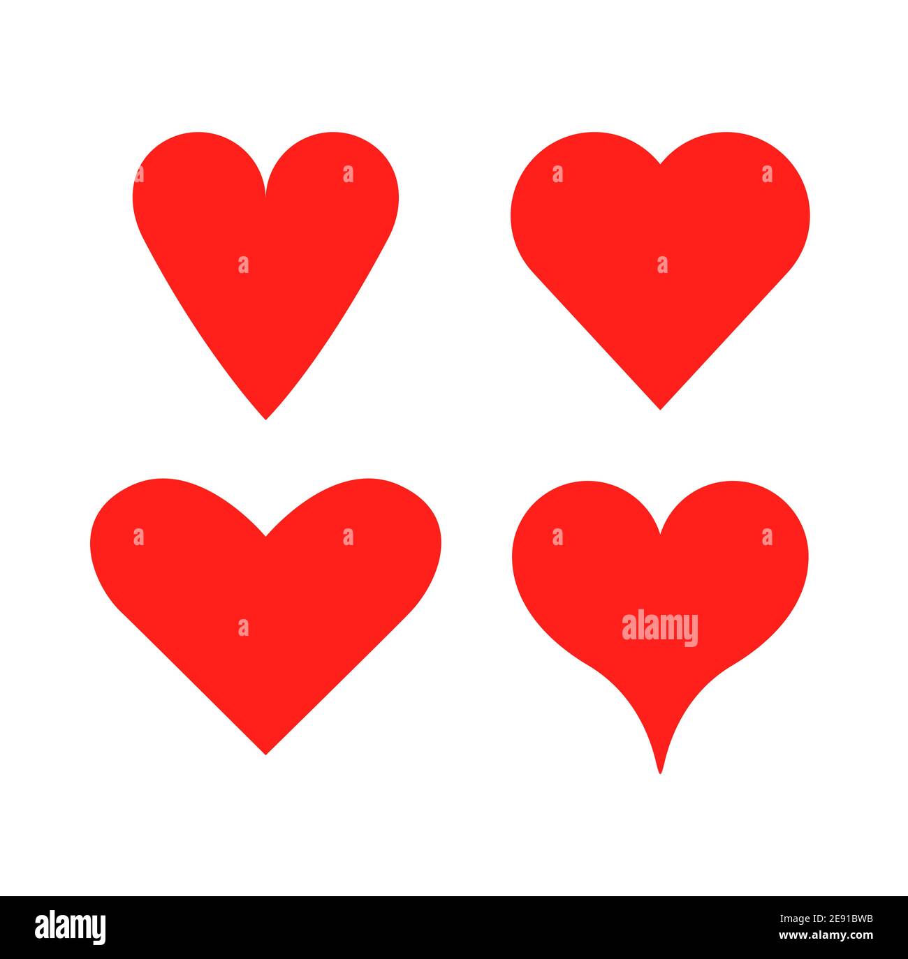 Heart vector shape love icon. Red heart set isolated abstract graphic ...