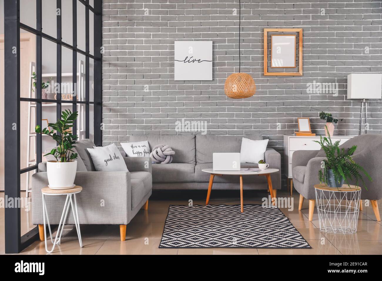 Stylish interior of living room Stock Photo - Alamy