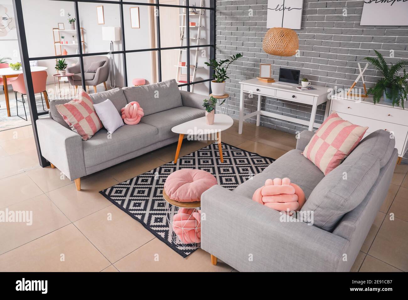 Stylish interior of living room Stock Photo - Alamy