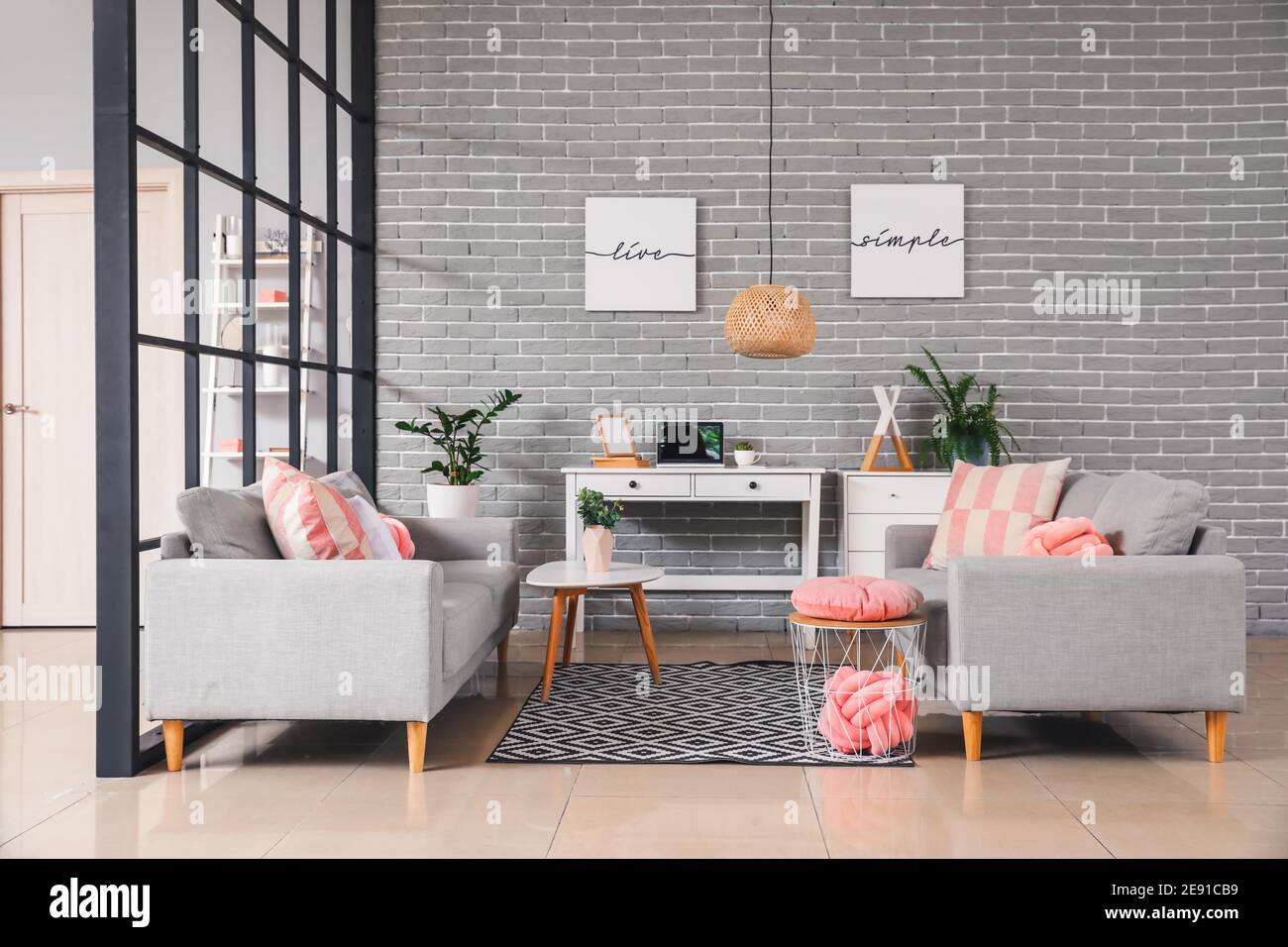 Stylish interior of living room Stock Photo - Alamy
