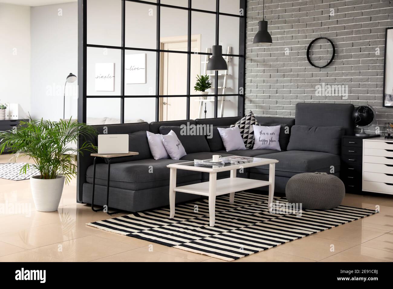 Stylish interior of living room Stock Photo - Alamy