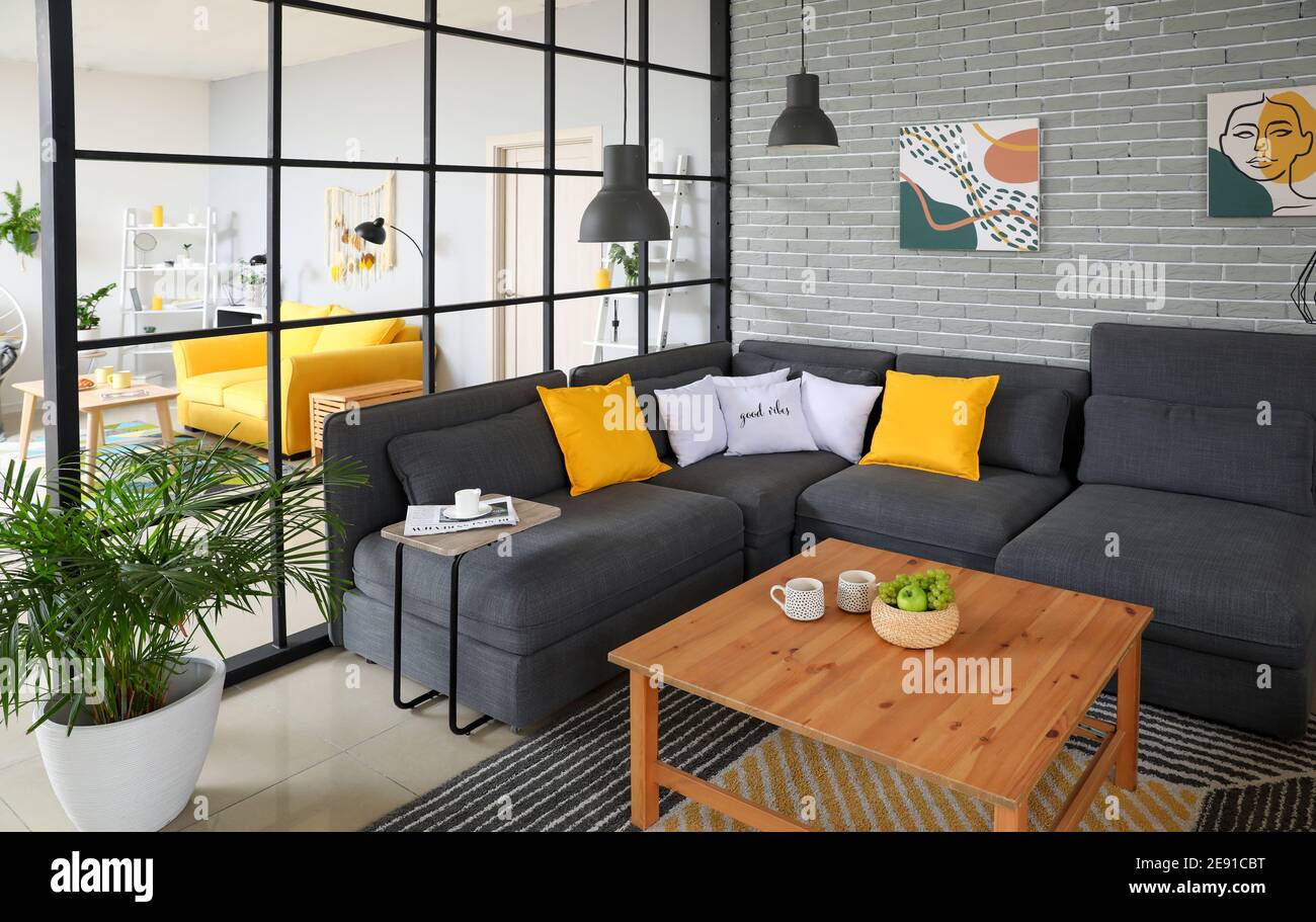 Stylish interior of living room Stock Photo - Alamy