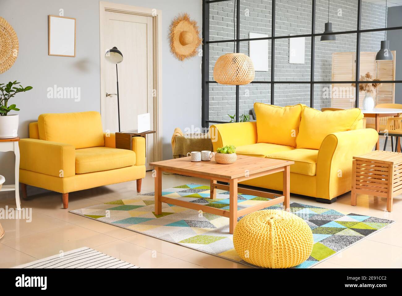 Stylish interior of living room Stock Photo - Alamy