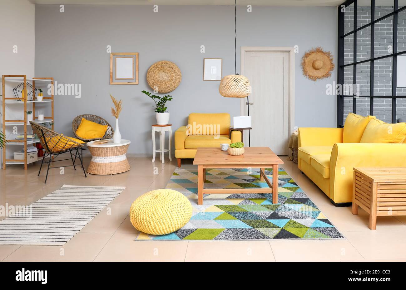 Stylish interior of living room Stock Photo - Alamy