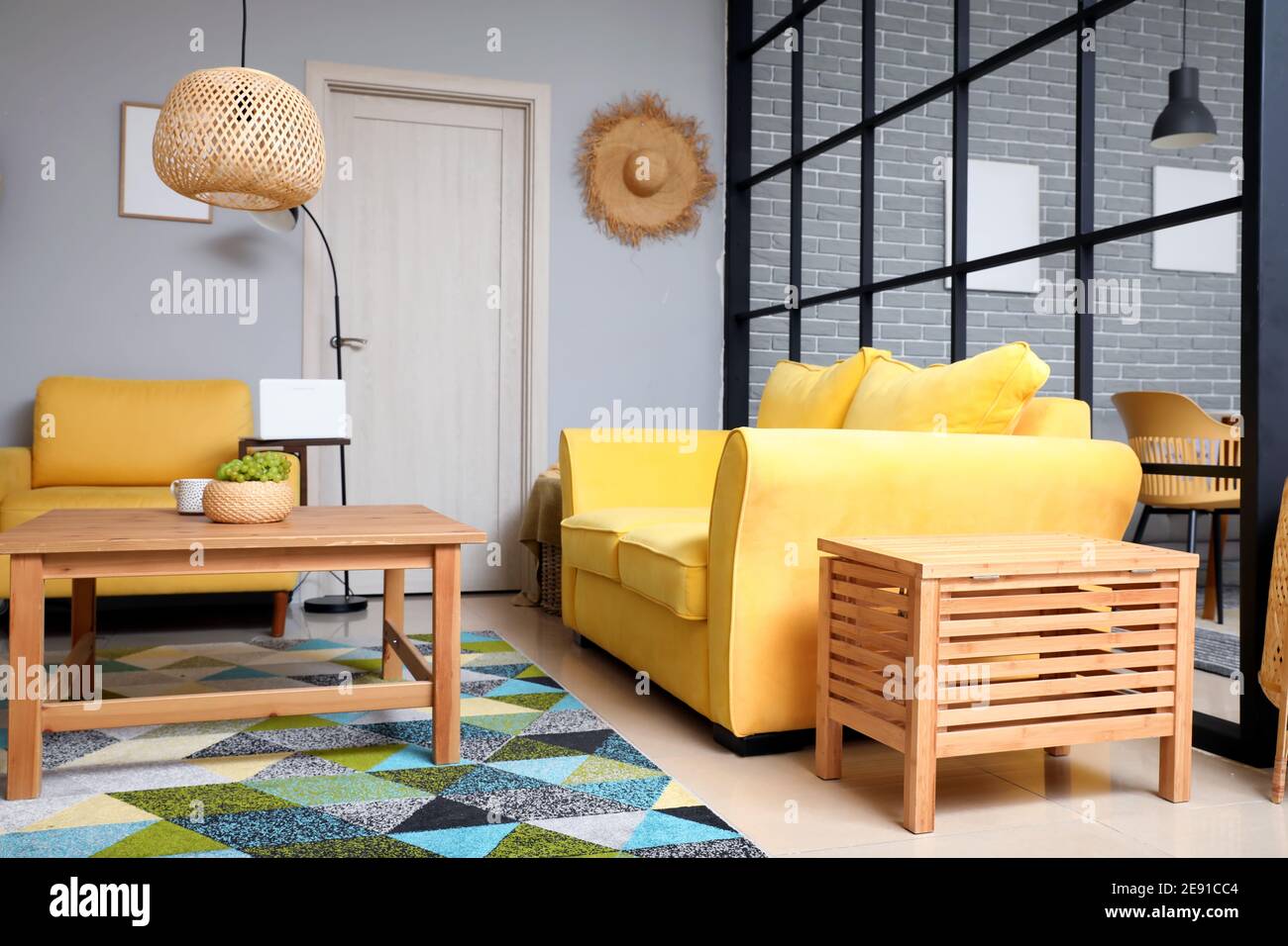 Stylish interior of living room Stock Photo - Alamy