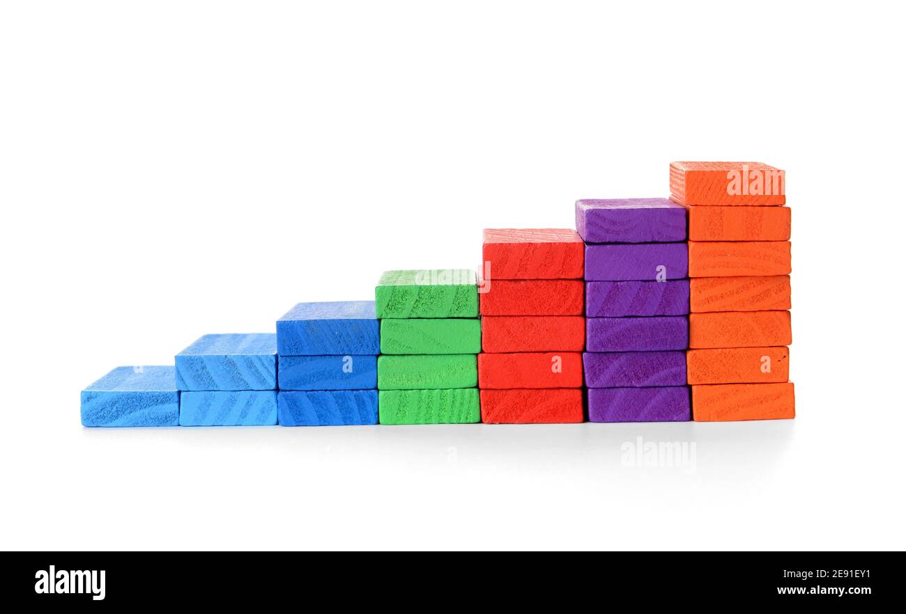 Stacked color blocks on white background Stock Photo - Alamy