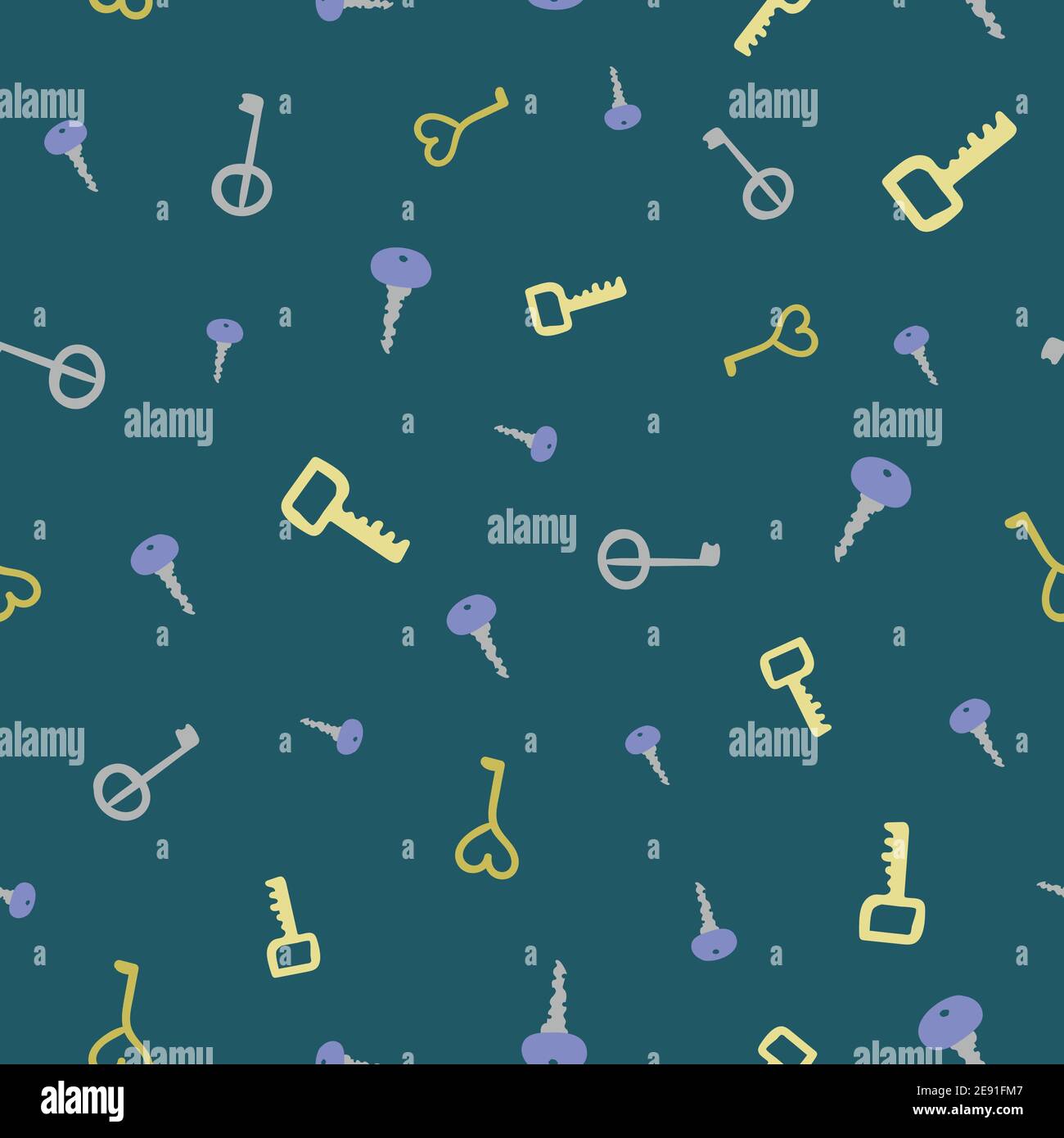 scattered keays seamless vector pattern on teal Stock Vector