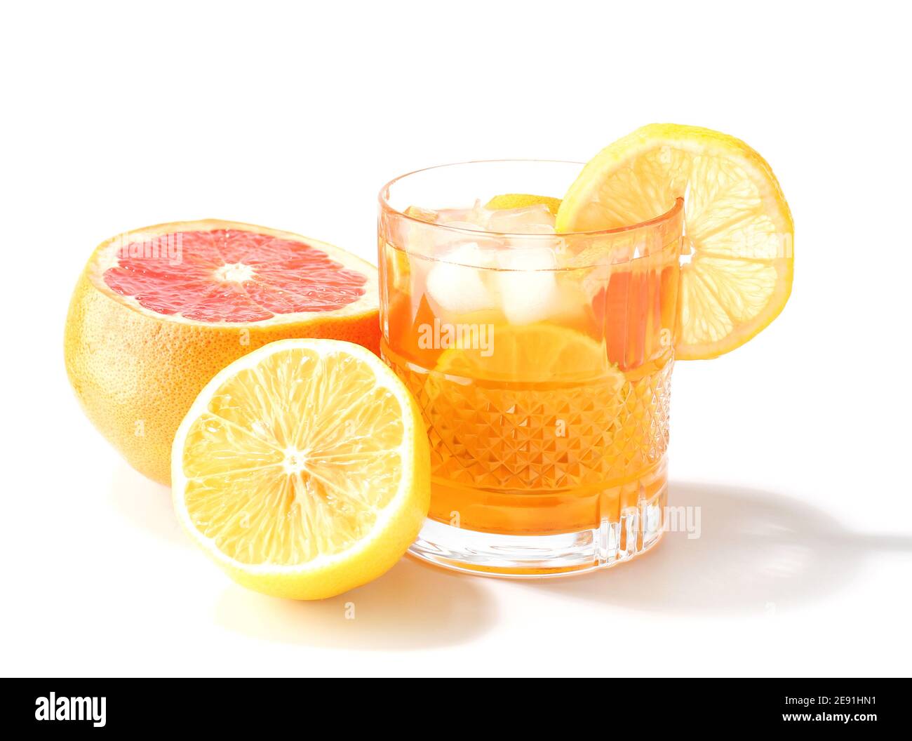 Glass of tasty ice tea on white background Stock Photo - Alamy