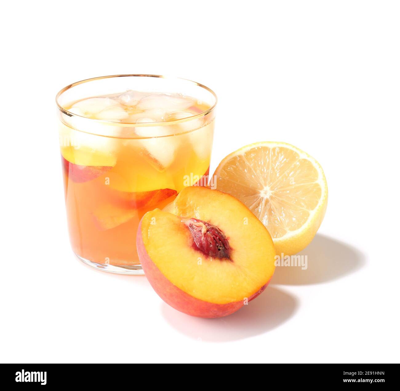 Glass of tasty ice tea on white background Stock Photo - Alamy