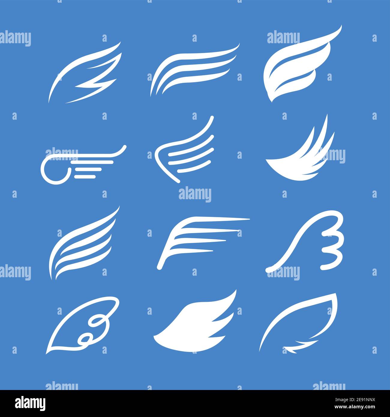 Vector wings icon set. Bird or angel wing silhouette illustration ...