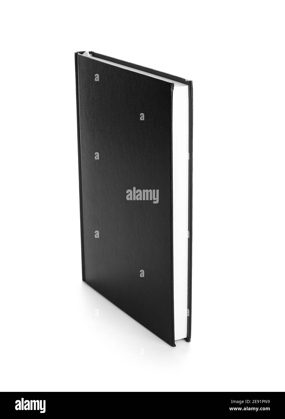 Book with black cover on white background Stock Photo Alamy