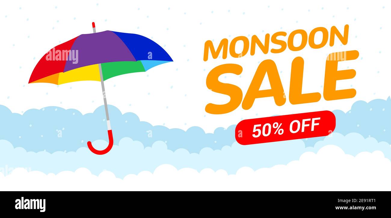 Monsoon sale offer rain season background. Rainy monsoon promotion