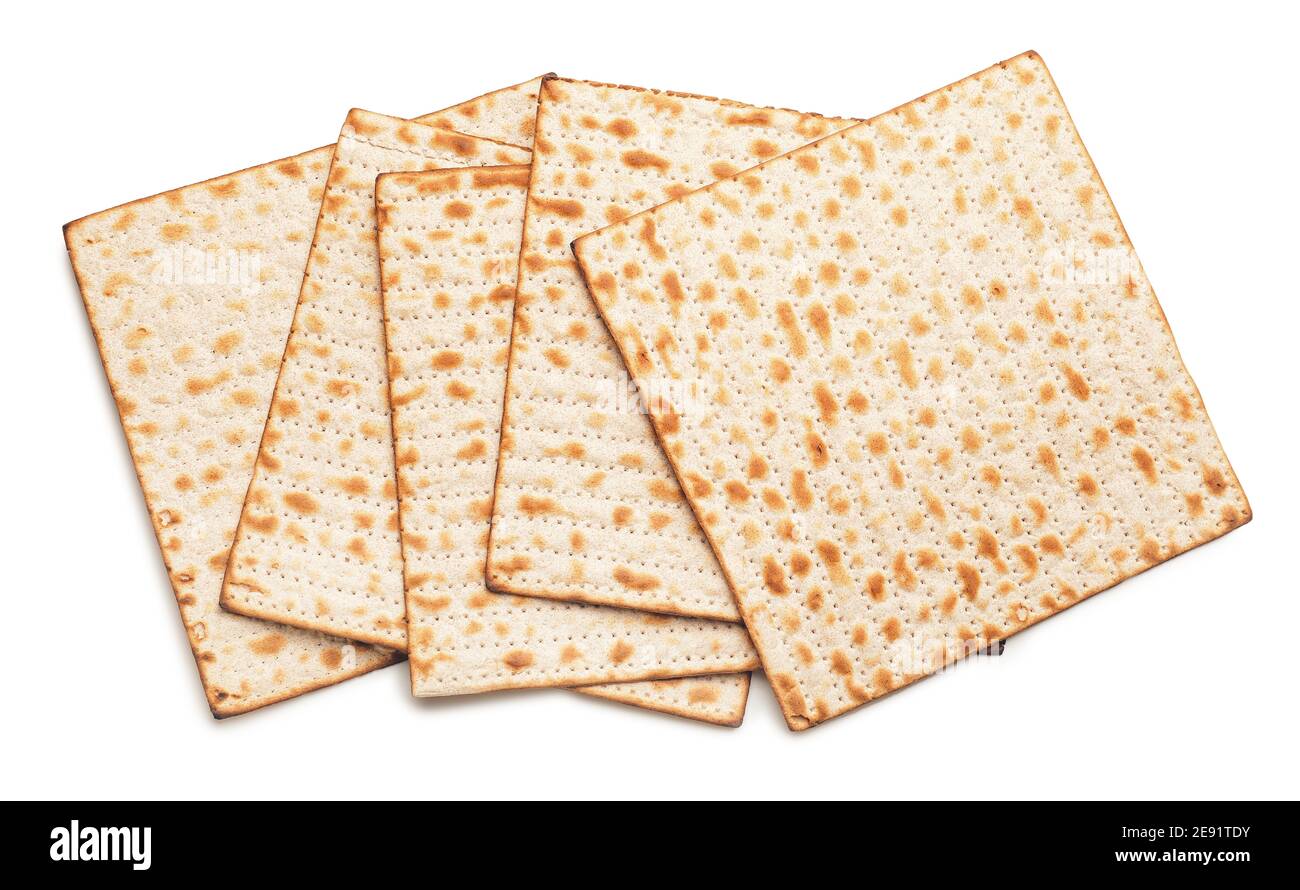 Jewish flatbread matza for Passover on white background Stock Photo Alamy