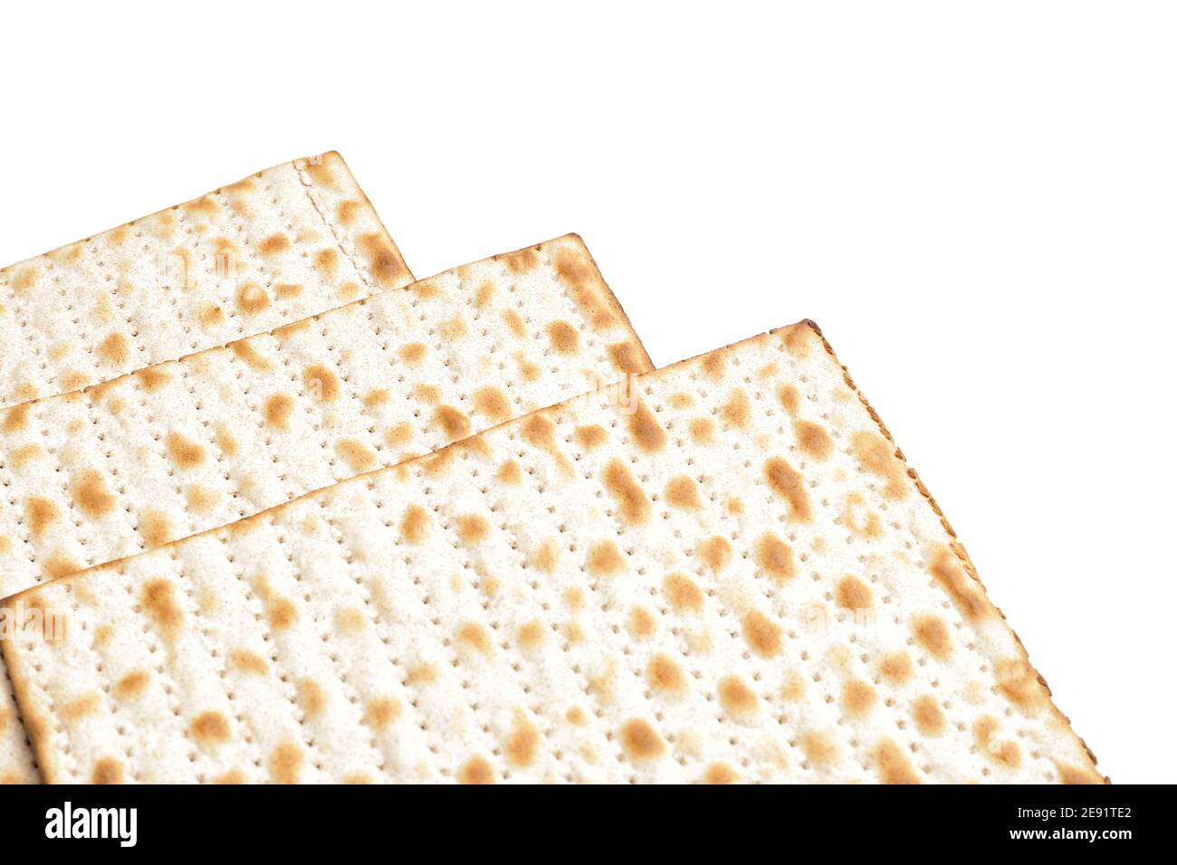 Jewish flatbread matza for Passover on white background Stock Photo Alamy