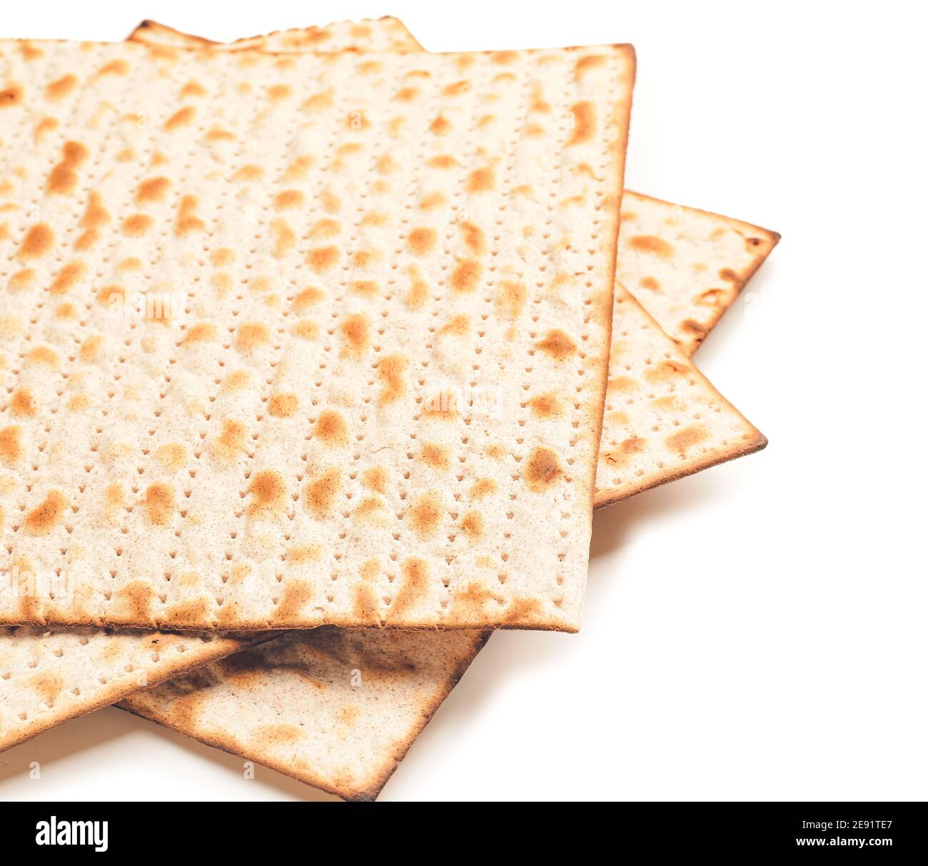 Jewish flatbread matza for Passover on white background Stock Photo Alamy