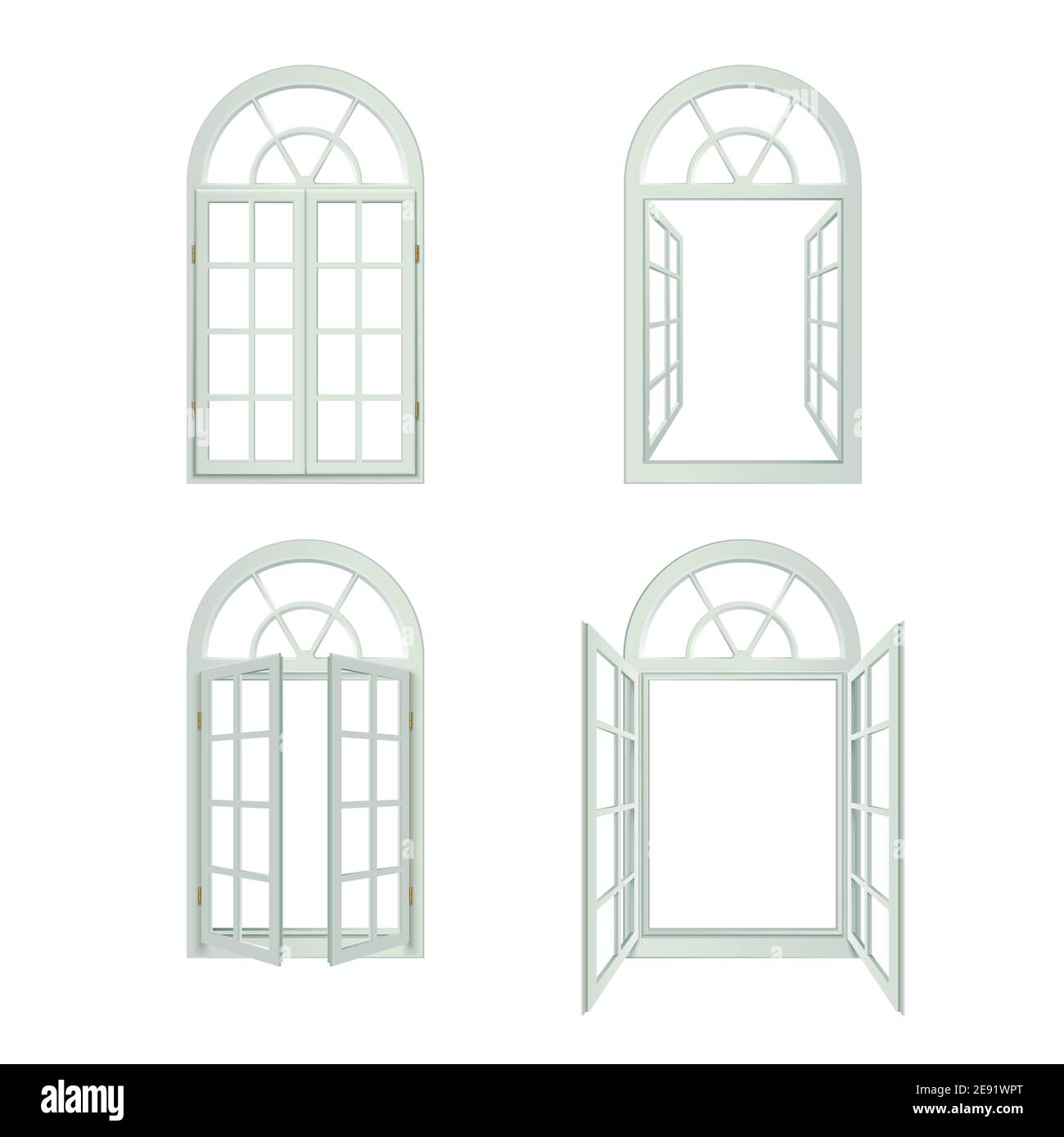 Arched Windows Icons Set. Arched Windows Vector Illustration.Arched Windows Decorative Set.  Arched Windows Design Set. Arched Windows Realistic Isola Stock Vector
