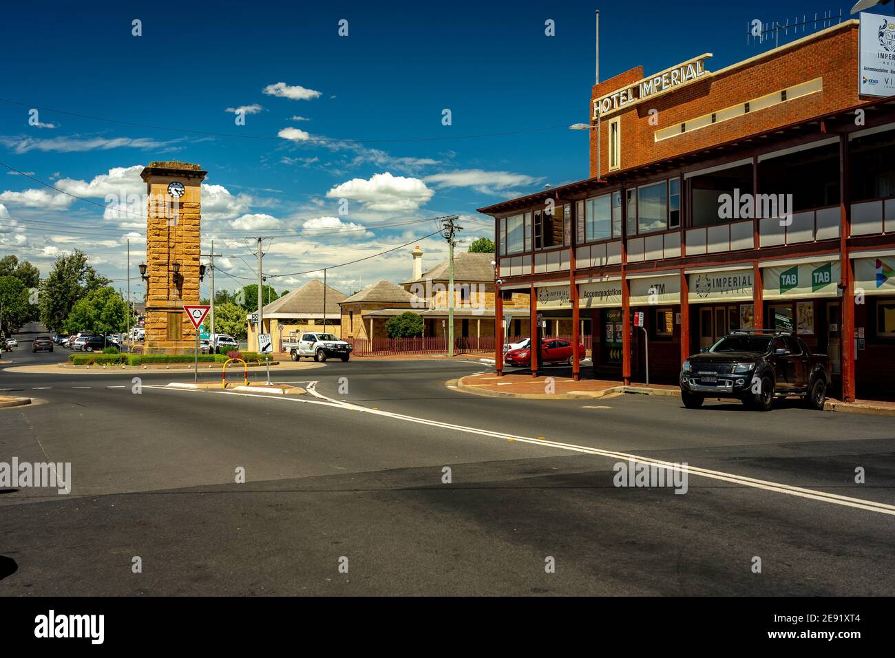 Coonabarabran, NSW, Australia - Clock tower in the middle of the town Stock Photo