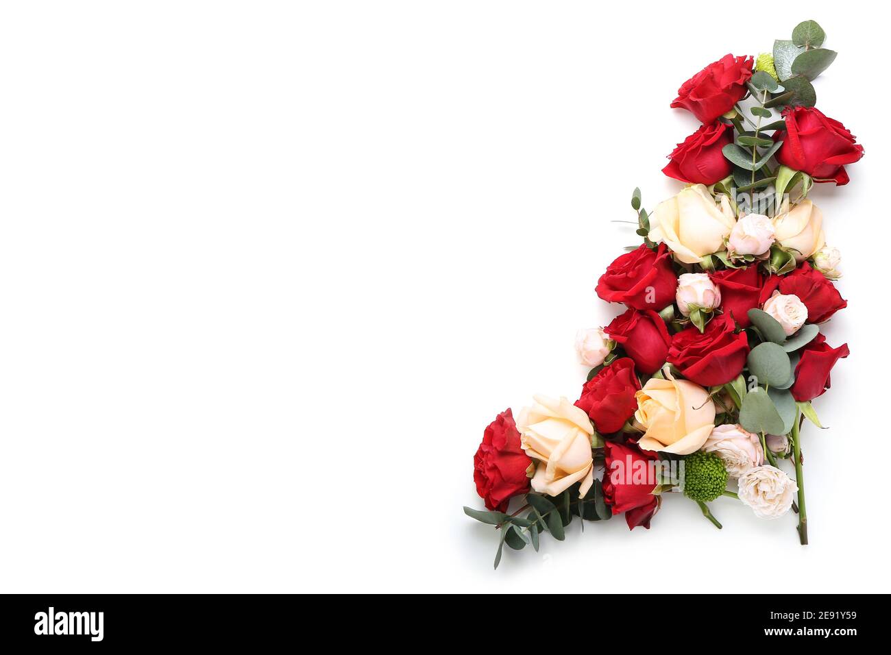 Flat lay fresh pink roses Cut Out Stock Images & Pictures - Alamy