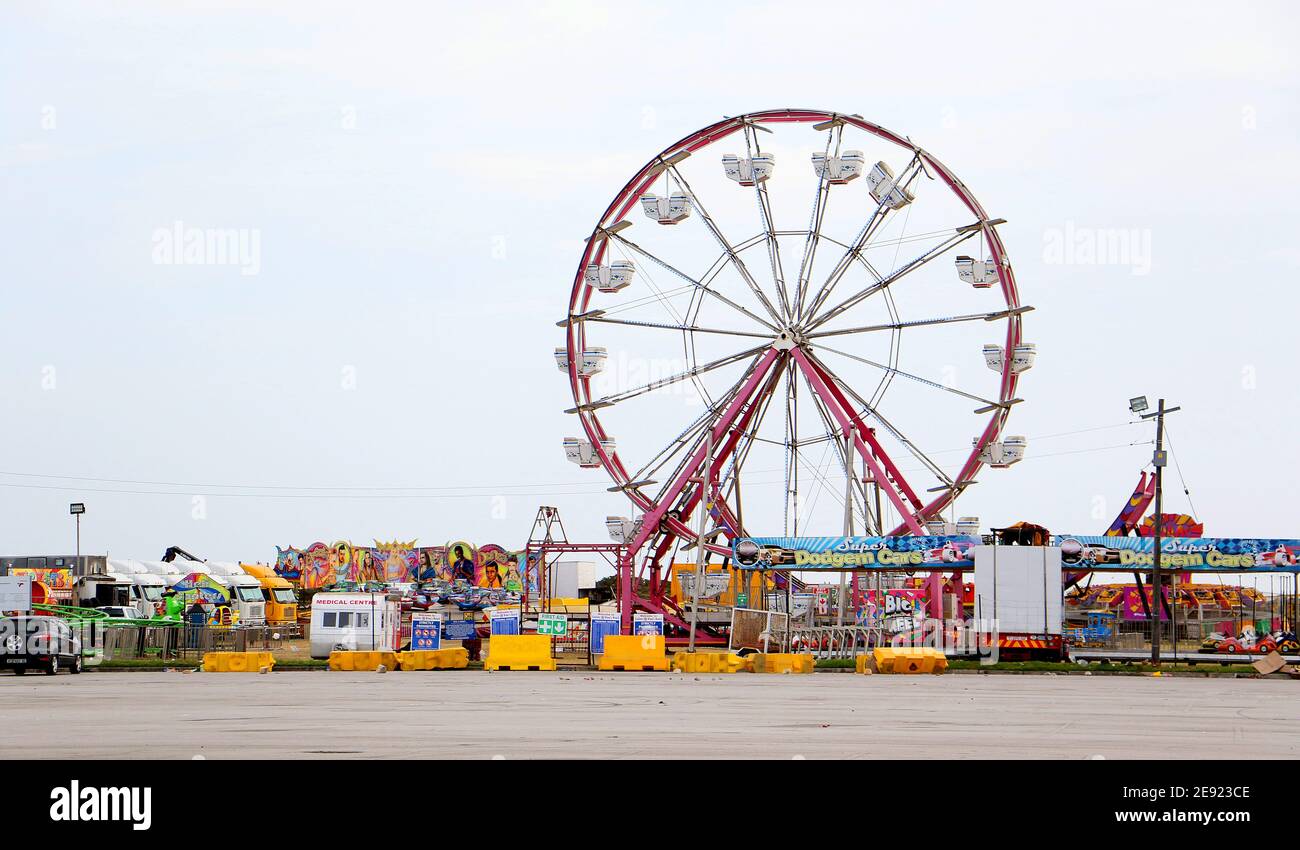 Deserted empty amusement park during the covid 19 pandemic lock down Stock Photo