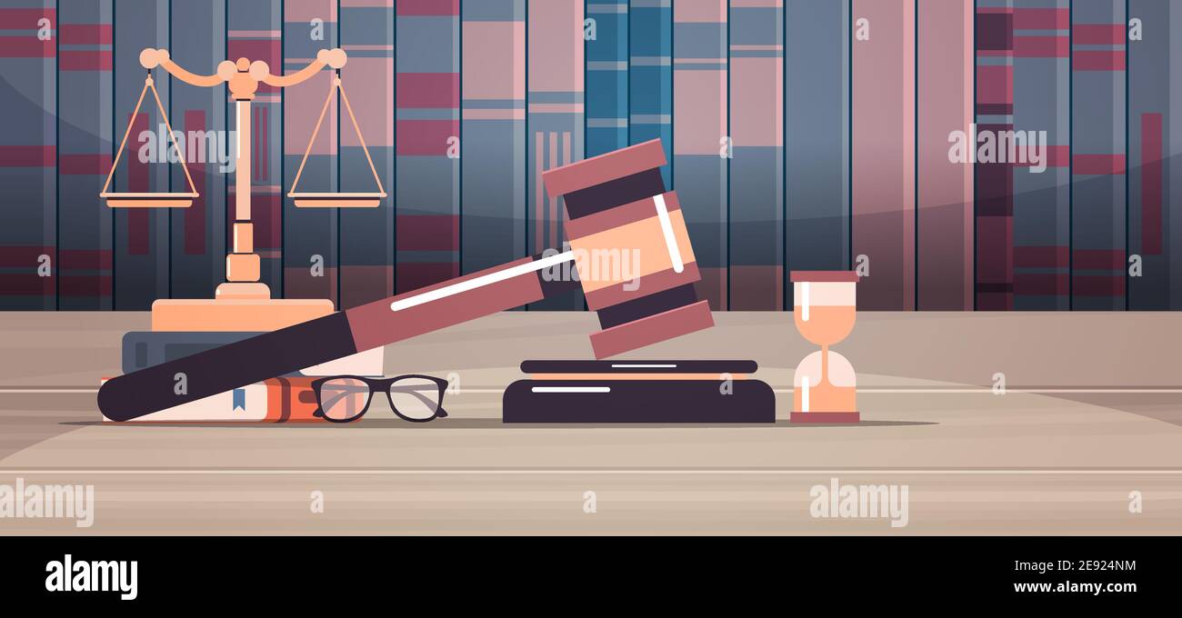 gavel scales and judge book on wooden table legal law advice and