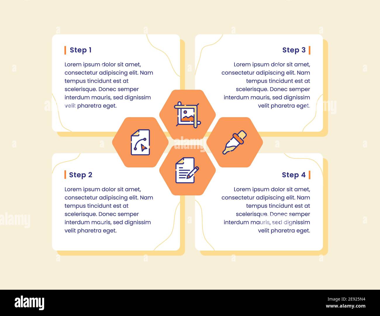 design thinking four step crops pipette write curve line icon set