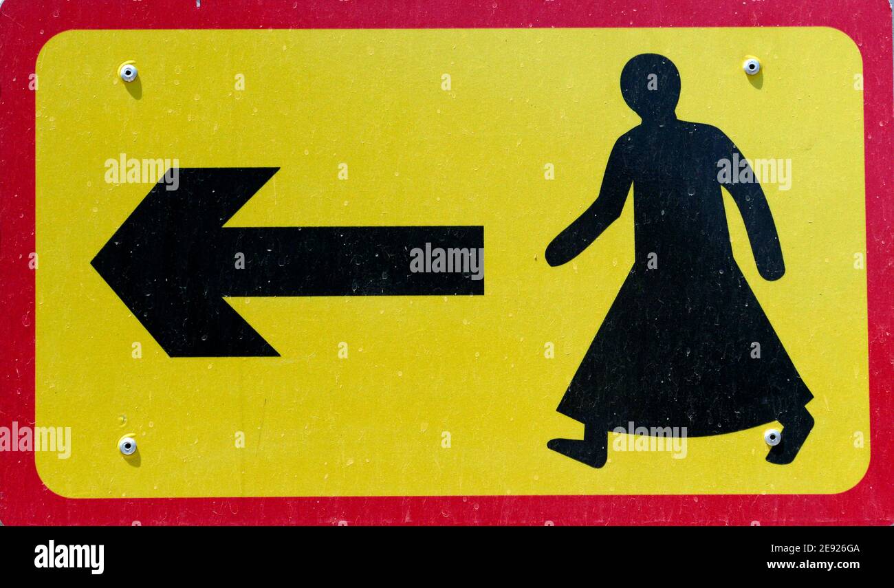 Qatari road sign for pedestrians crossing. Stock Photo