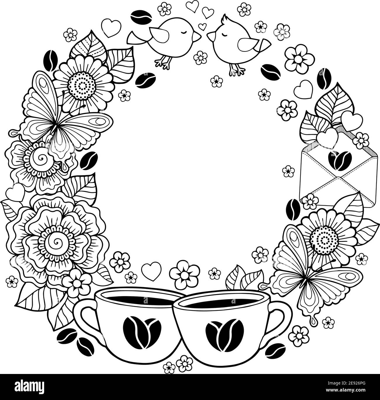 Vector coloring book for Adult. Design for wedding invitations and ...