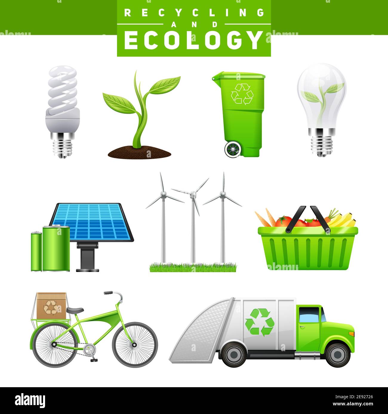 Recycling and ecology icons images of eco friendly elements of human ...