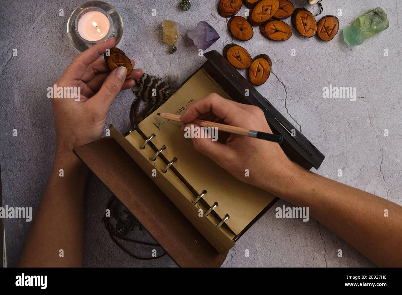 working with runes recording values Stock Photo - Alamy