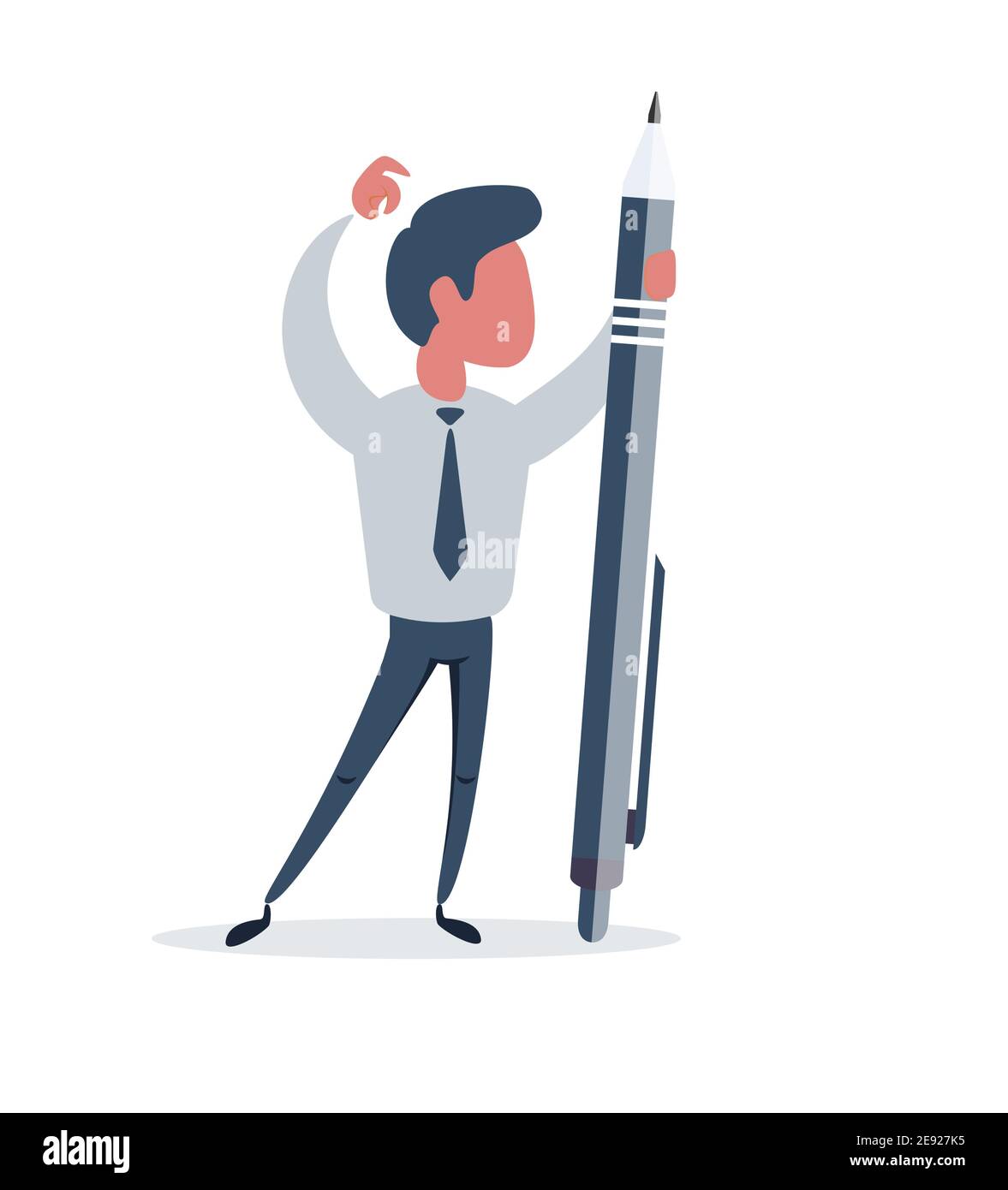 Happy businessman holding a pencil Stock Vector Image & Art - Alamy