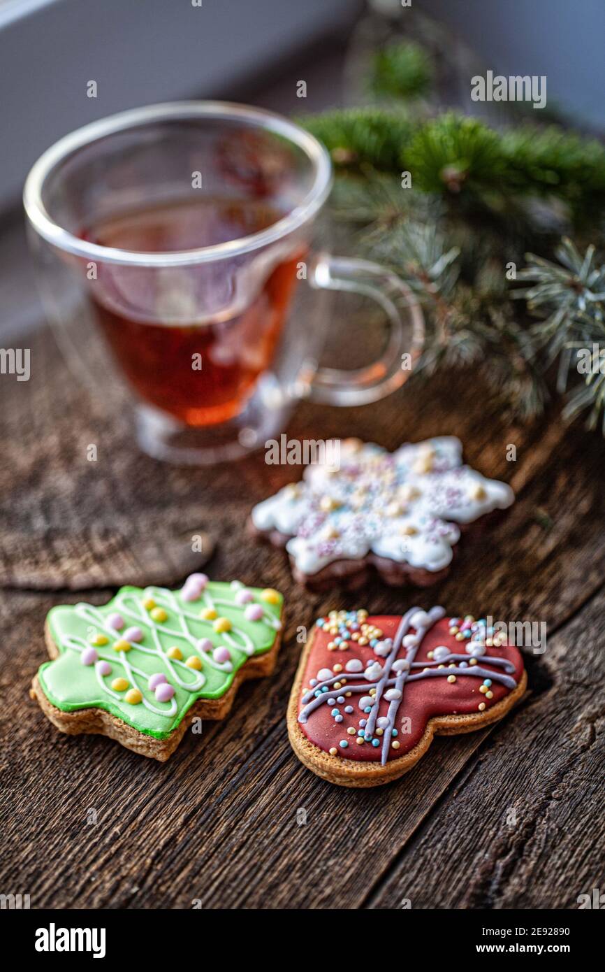 Cup of tea and cake on an isolated studio background Stock Photo - Alamy