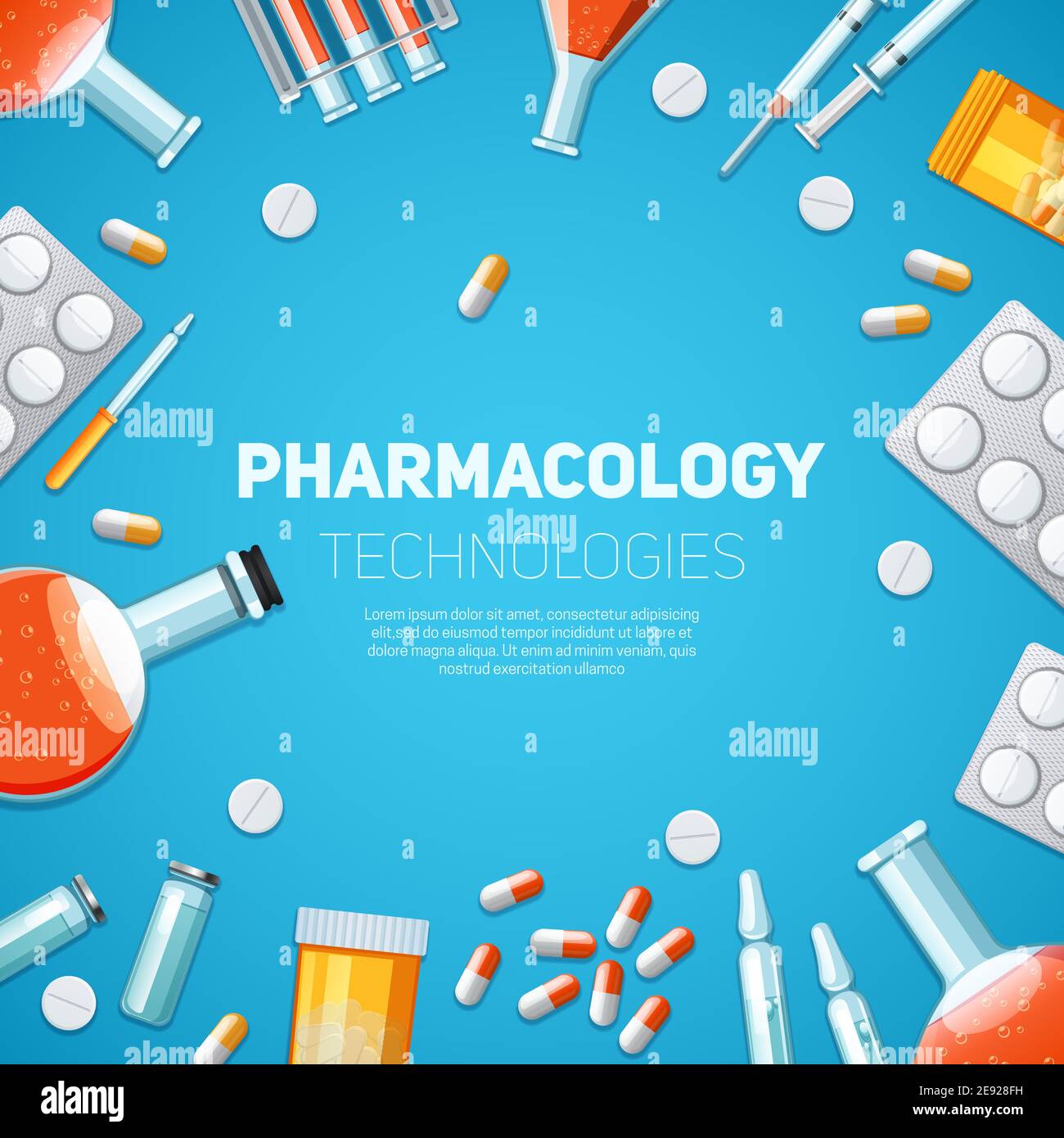 Pharmacology technologies background with drugs pills and capsules ...