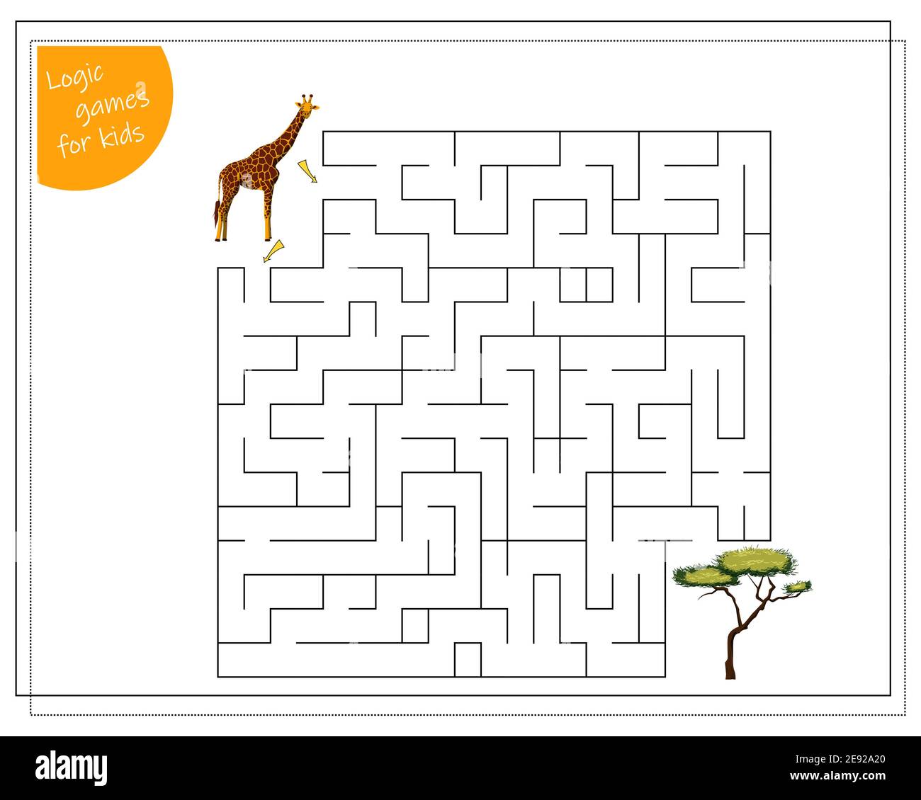 a maze game for kids. help the giraffe to reach the tree Stock Vector Image & Art Alamy