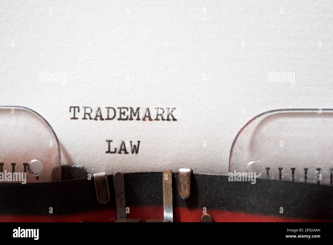 Trademark law phrase written with a typewriter. Stock Photo