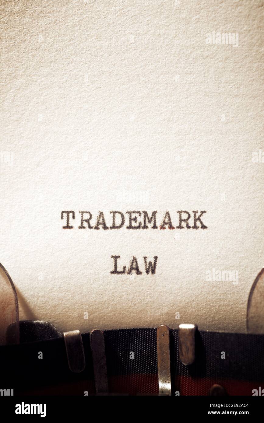 Trademark law phrase written with a typewriter. Stock Photo