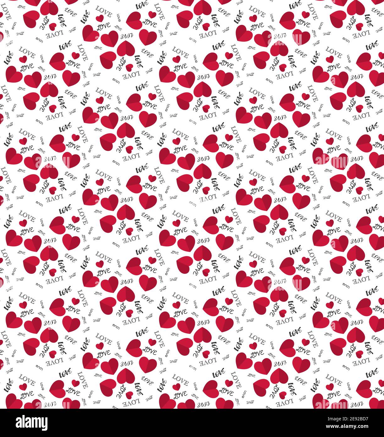 Red heart seamless vector pattern on a white background Stock Vector