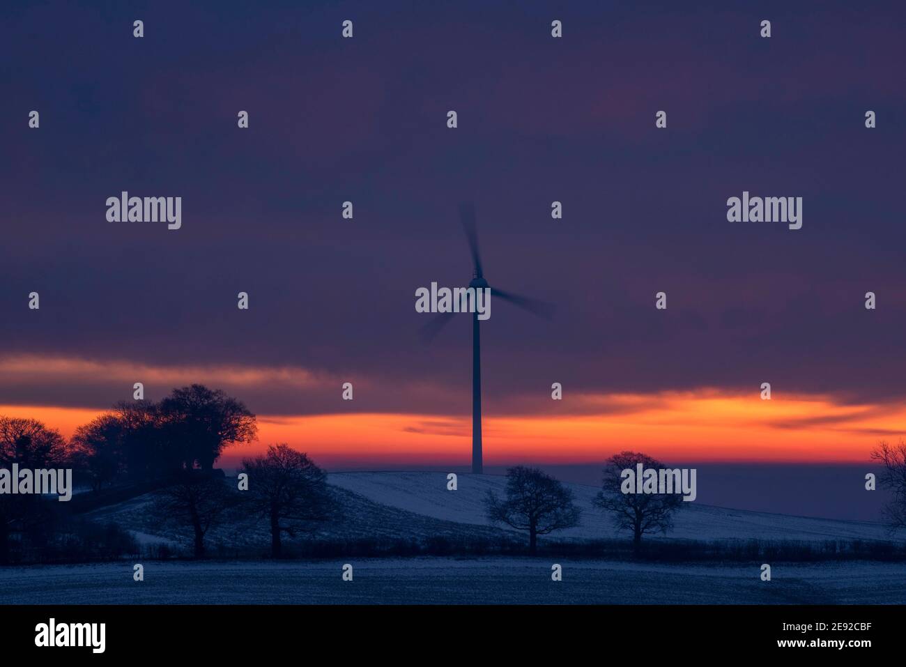 Vibrant winter sunrise at Dorket Head, Arnold Calverton Nottinghamshire England UK Stock Photo