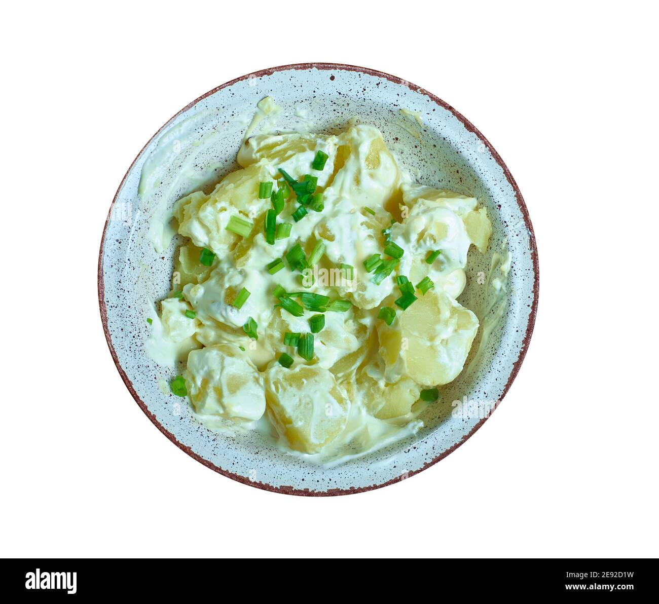 Irish Potato Salad, Cut and steam the potatoes until tender Stock Photo