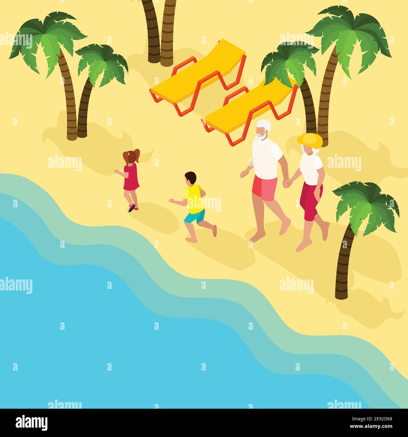 Family beach scene cover Stock Vector Images - Alamy
