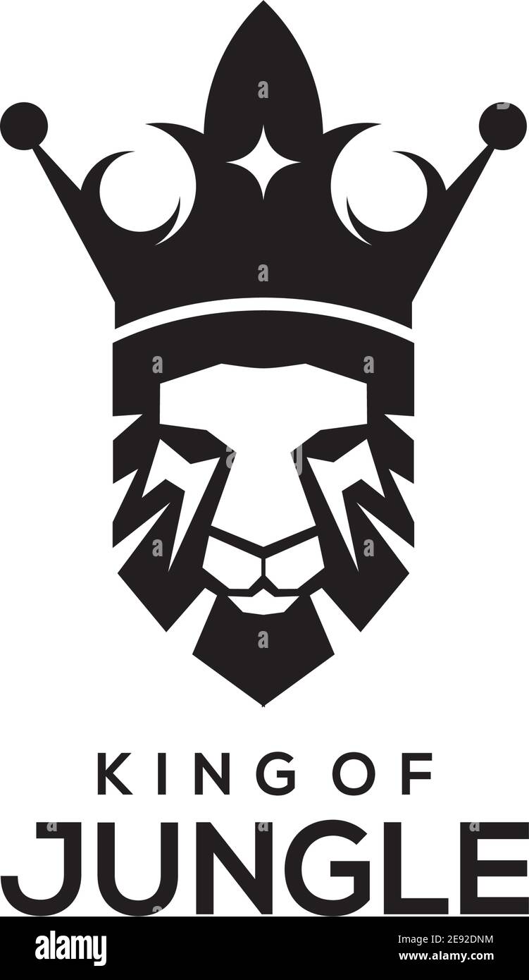 Lion king with crown logo design vector illustration template Stock ...