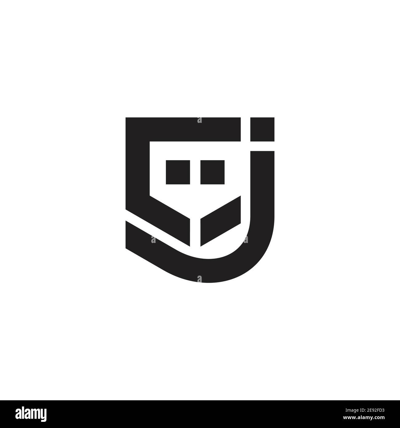 letter cj simple curves dots geometric logo vector Stock Vector