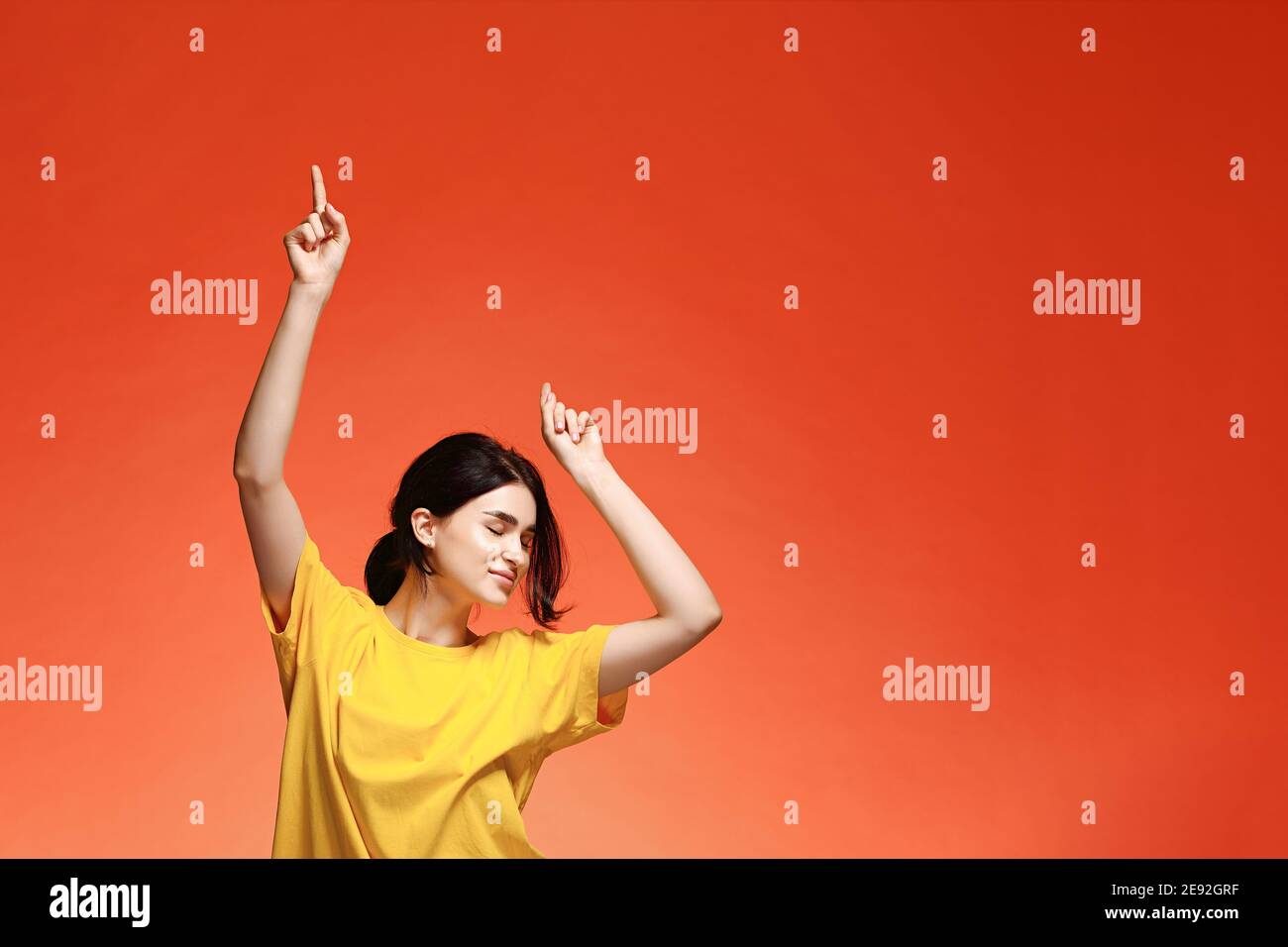 Funny dancing happy young woman Stock Photo - Alamy